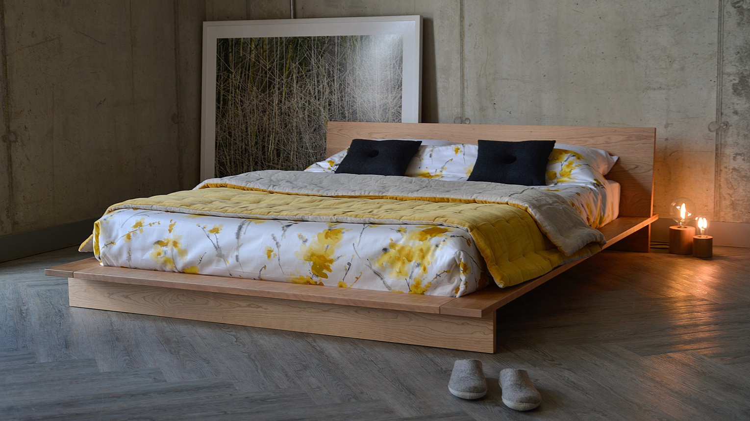 Giường gỗ Sồi (Oak) đơn giản,i đẹp mắt, thể hiện sự trẻ trung, năng động
