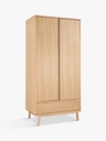 Tủ Quần Áo 2 Cánh Gỗ Sồi (Oak) Cao 200 Rộng 95 Sâu 60 (cm)