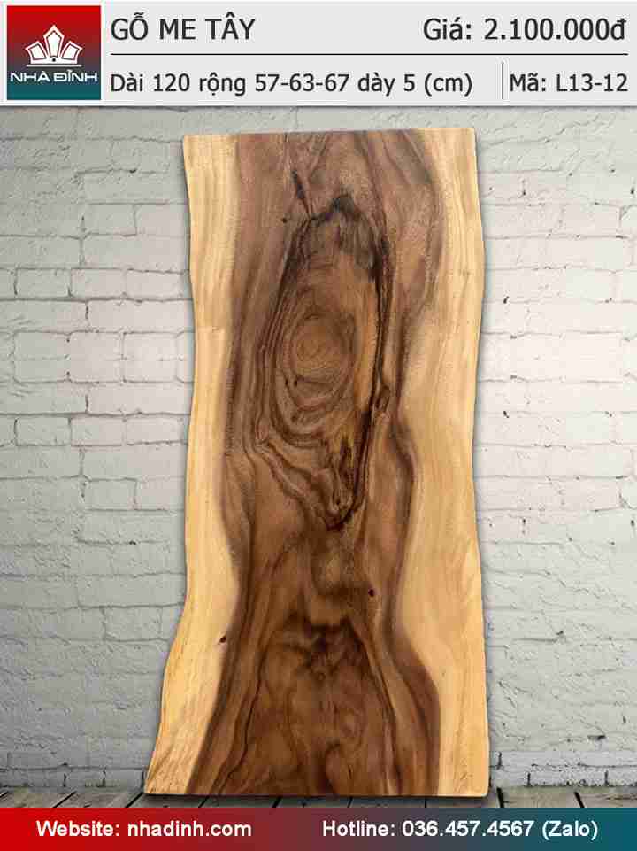 Mặt bàn gỗ Me Tây nguyên tấm dài 120 rộng 53-63-67 dày 5 (cm)