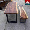 Bộ bàn ăn gỗ Me Tây nguyên tấm kích thước dài 1200 (mm)
