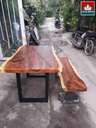 Bộ bàn ăn gỗ Me Tây nguyên tấm kích thước dài 1600(mm)