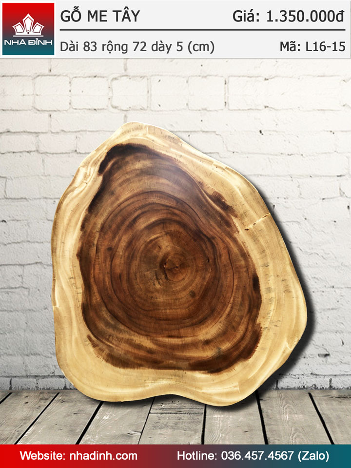 Mặt bàn gỗ Me Tây nguyên khối đường kính 830x720 dày 50 (mm)