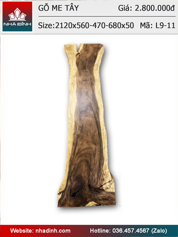 Mặt bàn gỗ Me Tây nguyên khối dài 2m12 rộng 56-47-68 dày 5 (cm)