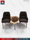 Bộ bàn trà 2 ghế gỗ Me Tây nguyên khối dài 90 rộng 50-47 dày 5,5 (cm)