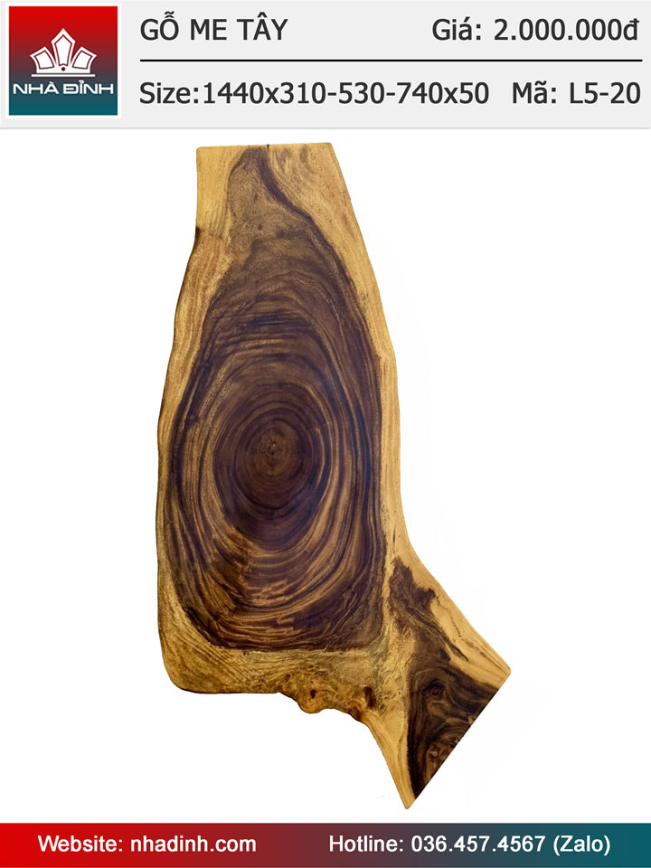 Mặt bàn gỗ Me Tây nguyên tấm dài 1m44 rộng 31-53-74 dày 5cm