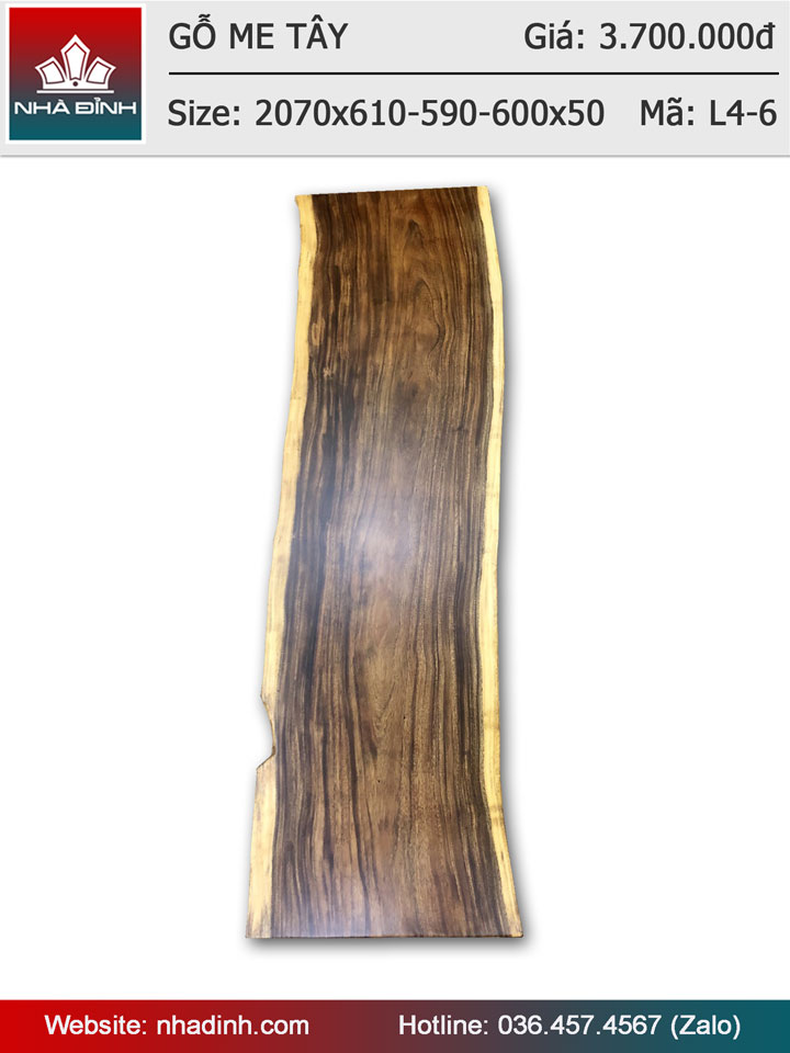 Mặt bàn gỗ Me Tây dài 2m07 rộng 61-59-60 dày 5cm