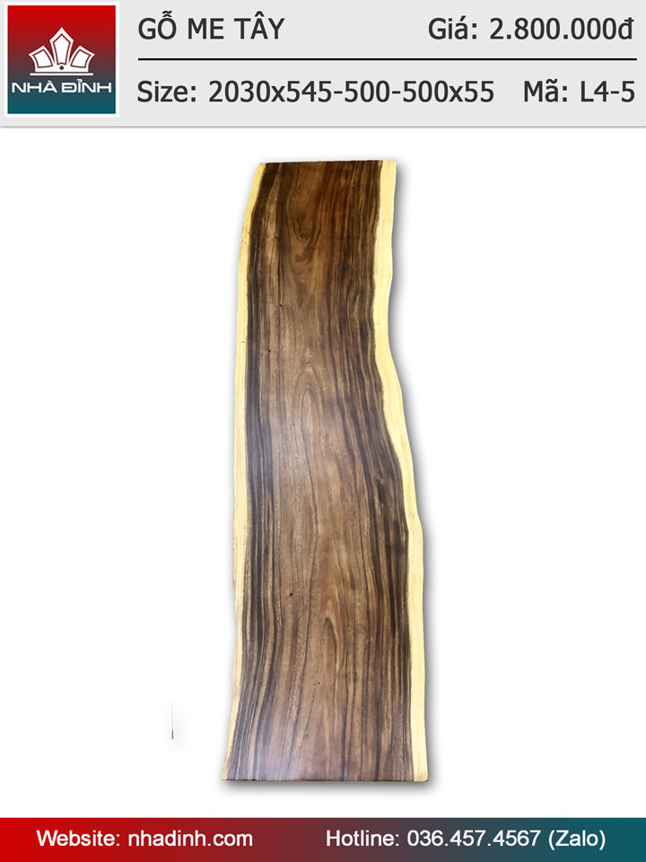 Mặt bàn gỗ Me Tây nguyên tấm dài 2m03 rộng 54,5-50-50 dày 5,5cm