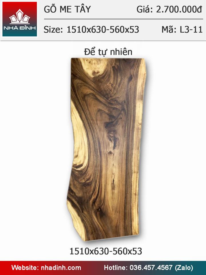 Mặt bàn gỗ Me Tây nguyên tấm dài 1m51 rộng 63-56 dày 5,3cm