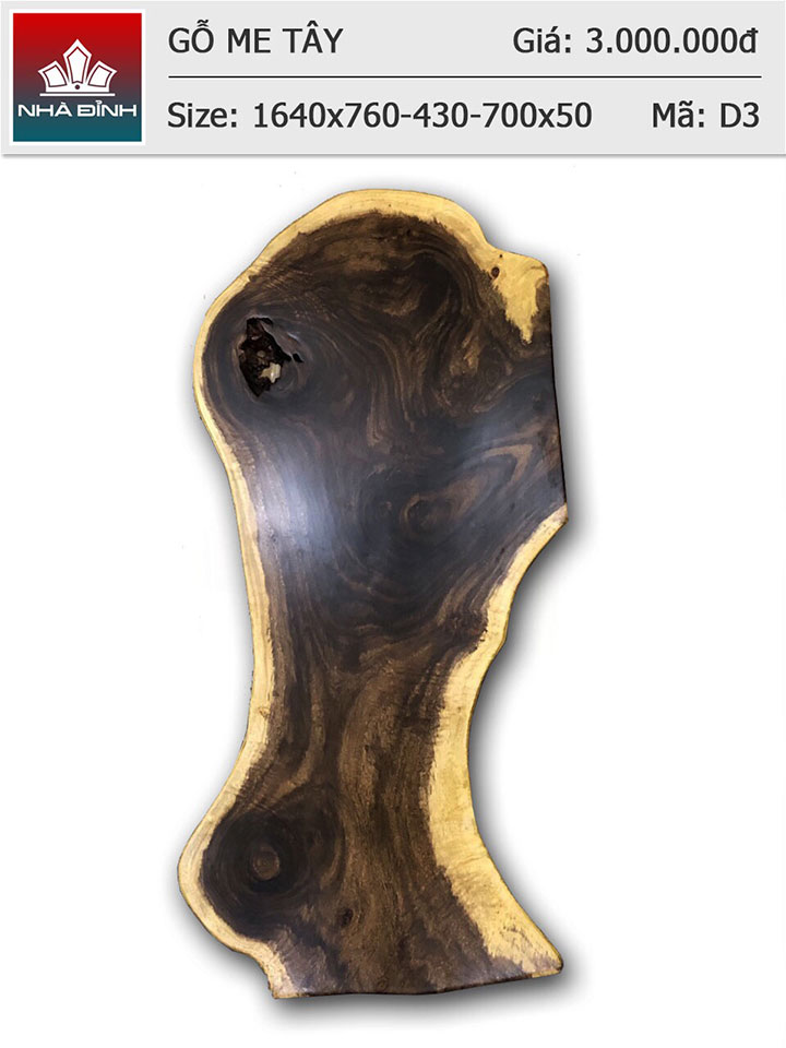 Mặt bàn gỗ Me Tây nguyên khối dài 1m64 rộng 76 - 43 - 70 dày 5 (cm)