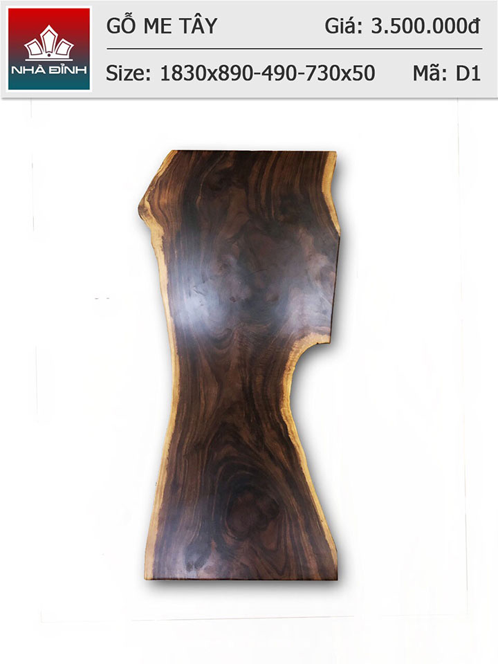 Mặt bàn gỗ Me Tây nguyên khối dài 1m83 rộng 89 - 49 - 73 dày 5 (cm)