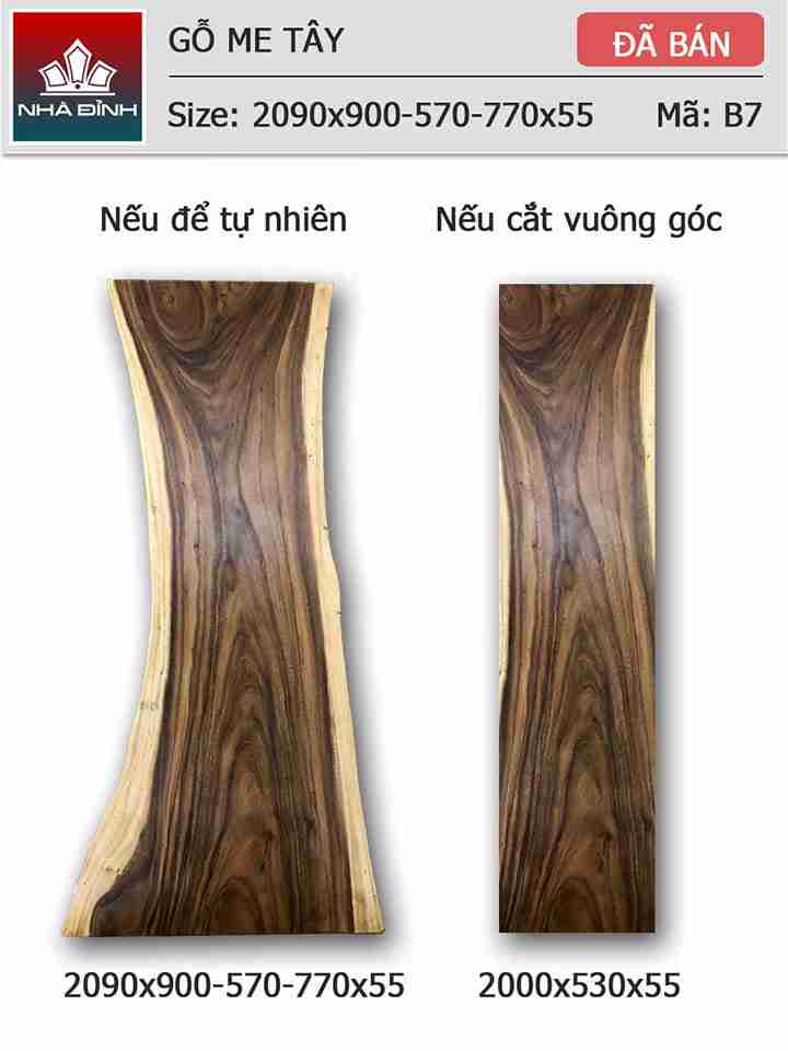 Mặt bàn gỗ Me Tây nguyên khối dài 1m09 rộng 90 - 57 - 77 dày 5,5 (cm)