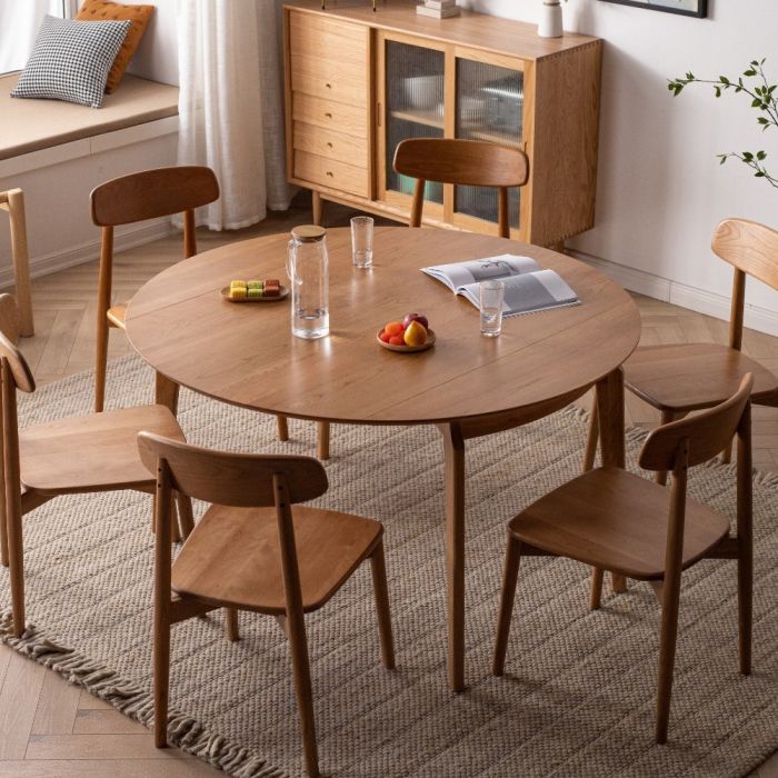 Bàn Ăn Gỗ Sồi Cao 75 Đường Kính 135cm