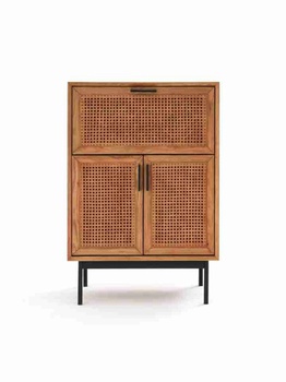 [OAKTB57] Tủ Đựng Đồ Quầy Bar Gỗ Sồi Kết Hợp Mây Dài 70 Cao 102 Sâu 40 (cm)