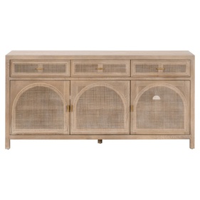 [OAKTTT117] Tủ Trang Trí 3 Cánh Gỗ Sồi Kết Hợp Mây Dài 160 Rộng 46 Cao 80 (cm)