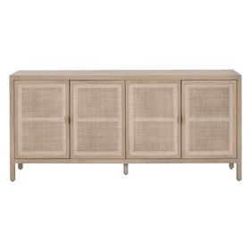 [OAKTTT118] Tủ Trang Trí 4 Cánh Gỗ Sồi Kếp Hợp Mây Dài 187 Rộng 45 Cao 87 (cm)