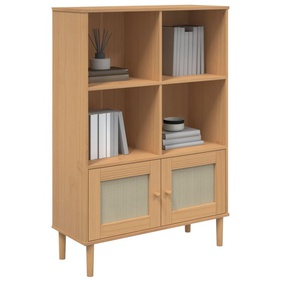 [GTTS7] Tủ Sách Gỗ Thông Kết Hợp Mây Dài 90 Rộng 35 Cao 130 (cm)
