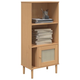 [GTTS8] Tủ Sách Gỗ Thông Kết Hợp Mây Dài 60 Rộng 35 Cao 130 (cm)
