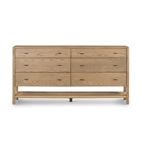 [OAKTTT126] Tủ Trang Trí Gỗ Sồi Kết Hợp Dây Giáy Cao 87 Rộng 175 Sâu 46 (cm)