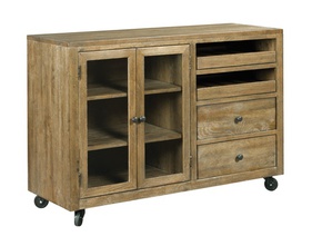 [OAKTQA46] Tủ Rượu Gỗ Sồi Có Bánh Xe Cao 91 Rộng 132 Sâu 35 (cm)