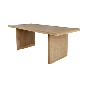 [OAKBA152] Bàn Ăn Gỗ Sồi Kết Hợp Lưới Mây Cao 76 Rộng 89 Dài 201 (cm)